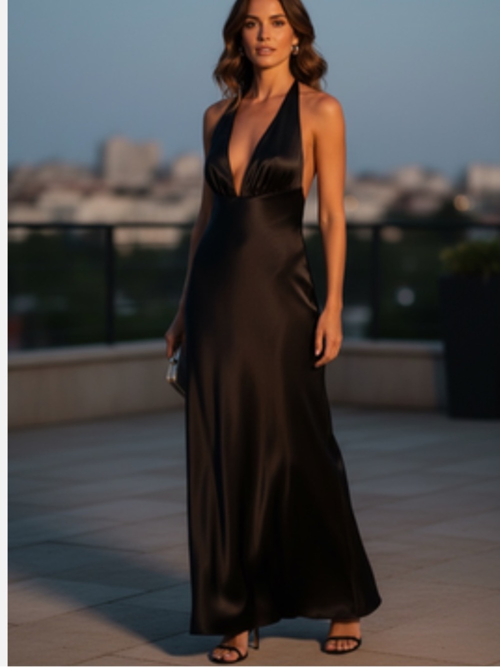 NWT Zara Satin Effect Long Halter Dress
Black